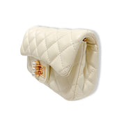 Cream Pearl Closure Quilted Purse - doe a dear
