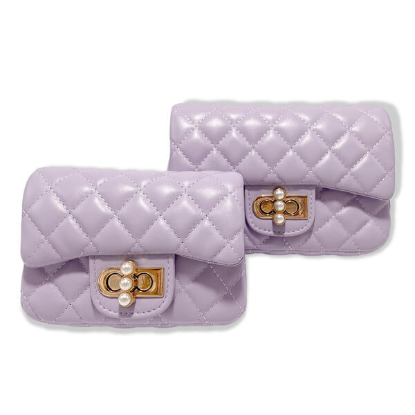 Purple Pearl Closure Quilted Purse - doe a dear