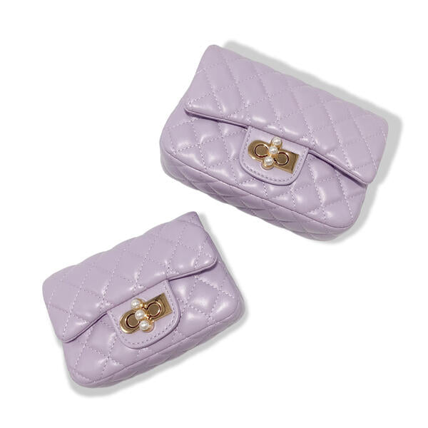 Purple Pearl Closure Quilted Purse - doe a dear