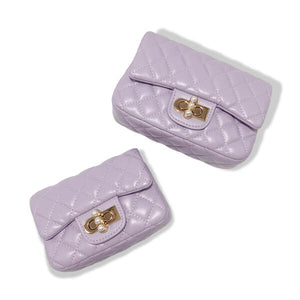 Purple Pearl Closure Quilted Purse