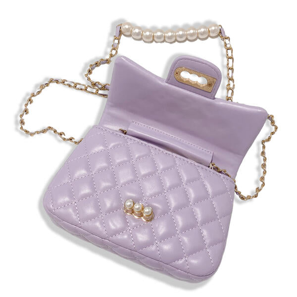 Purple Pearl Closure Quilted Purse - doe a dear