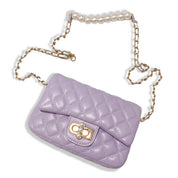 Purple Pearl Closure Quilted Purse - doe a dear