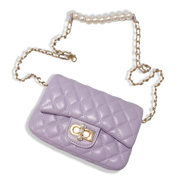 Purple Pearl Closure Quilted Purse - doe a dear