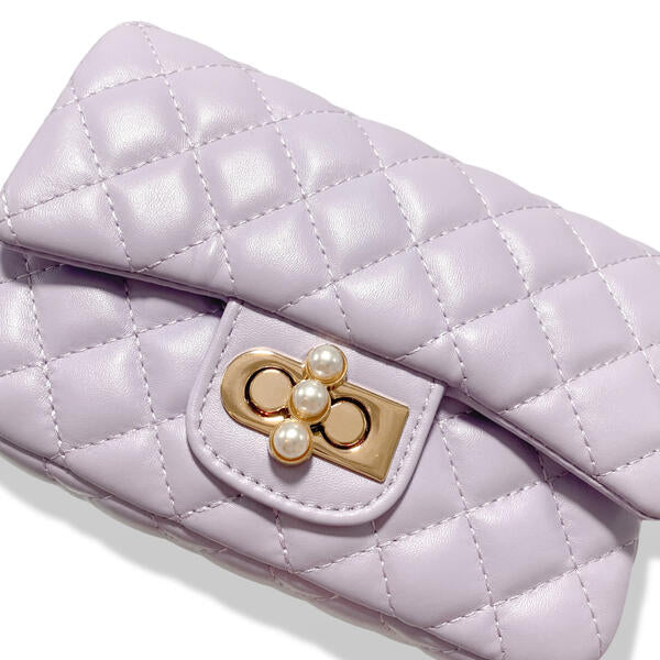 Purple Pearl Closure Quilted Purse - doe a dear