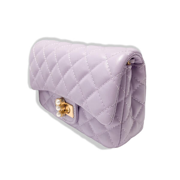 Purple Pearl Closure Quilted Purse - doe a dear