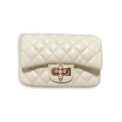 Cream Pearl Closure Quilted Purse - doe a dear