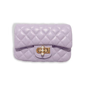 Purple Pearl Closure Quilted Purse - doe a dear