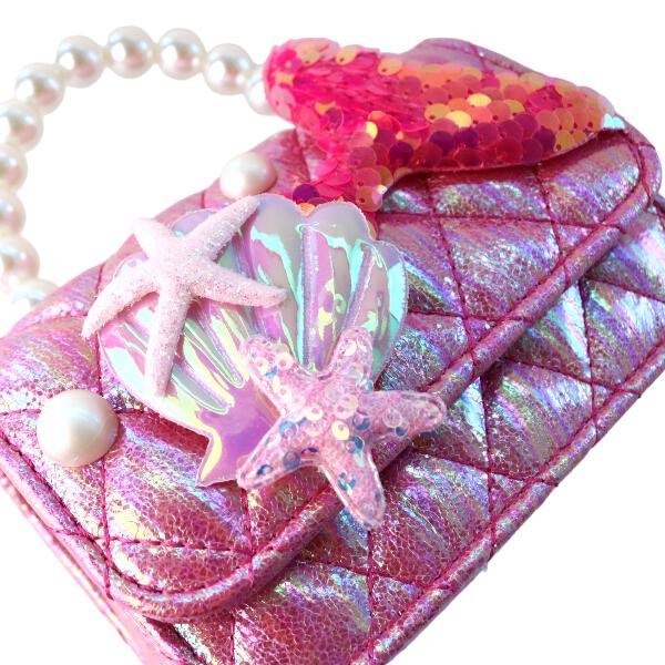 Fuchsia Mermaid Shiny Quilted Purse - doe a dear