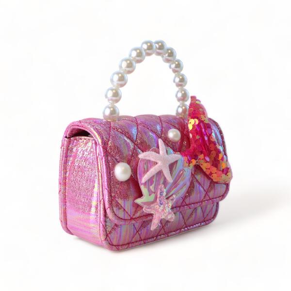 Fuchsia Mermaid Shiny Quilted Purse - doe a dear