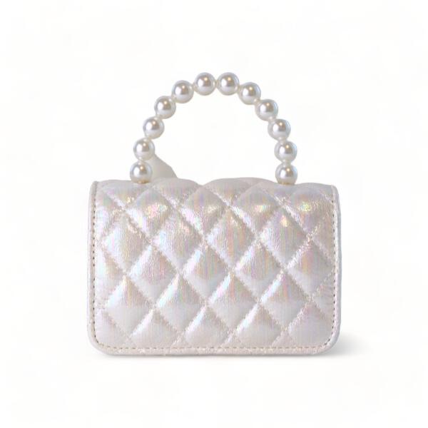 White Mermaid Shiny Quilted Purse - doe a dear