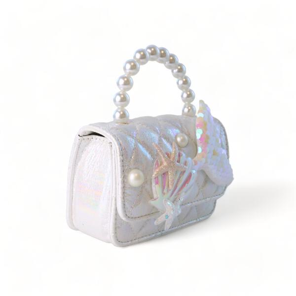 White Mermaid Shiny Quilted Purse - doe a dear