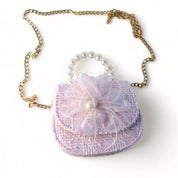 Pink Feather Floral Tweed Purse - doe a dear