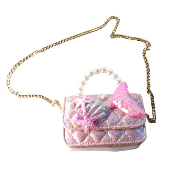 Pink Mermaid Shiny Quilted Purse - doe a dear