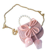 Pink Bowtie Tweed Purse - doe a dear