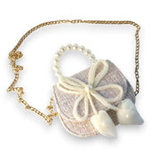 Beige Bowtie Tweed Purse - doe a dear