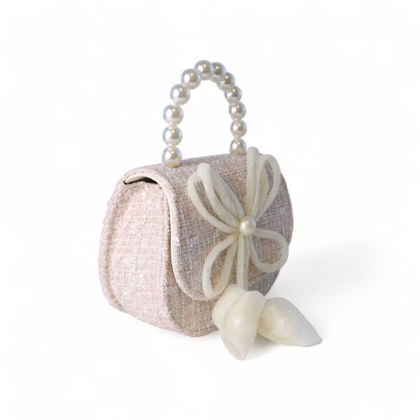 Beige Bowtie Tweed Purse - doe a dear