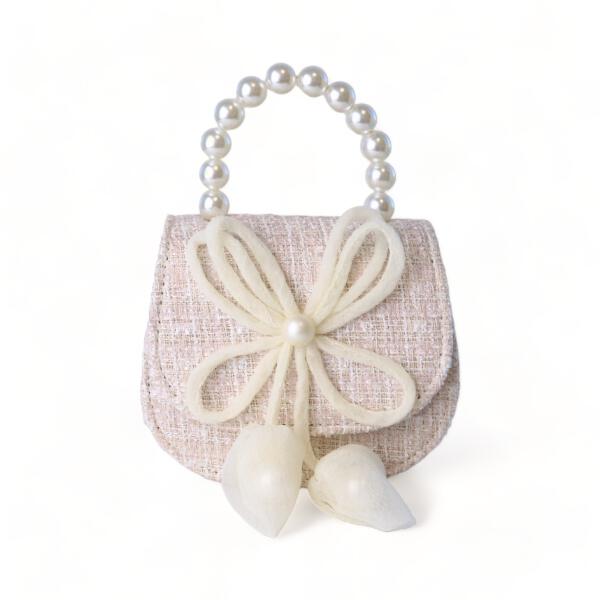 Beige Bowtie Tweed Purse - doe a dear