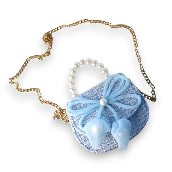 Blue Bowtie Tweed Purse - doe a dear