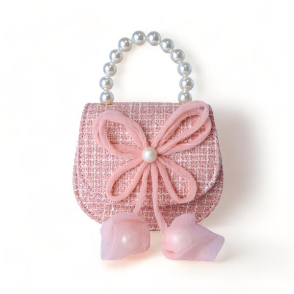 Pink Bowtie Tweed Purse - doe a dear