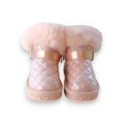 Pink Fur Trim Quilted Boot - doe a dear