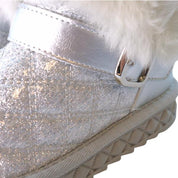 Silver Fur Trim Quilted Boot - doe a dear