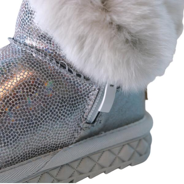 Silver Fur Trim Glitter Boot - doe a dear