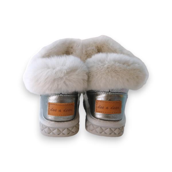 Silver Fur Trim Glitter Boot - doe a dear