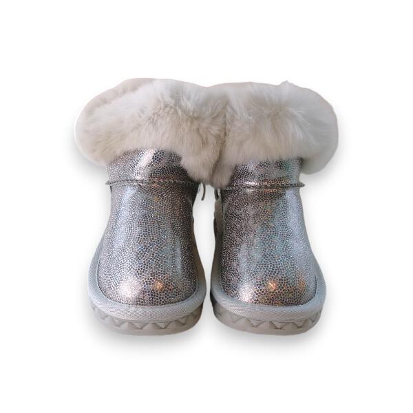 Silver Fur Trim Glitter Boot - doe a dear