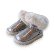 Silver Fur Trim Glitter Boot - doe a dear