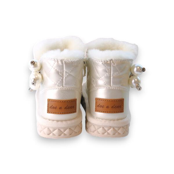Ivory Pearl Charm Quilted Boot - doe a dear