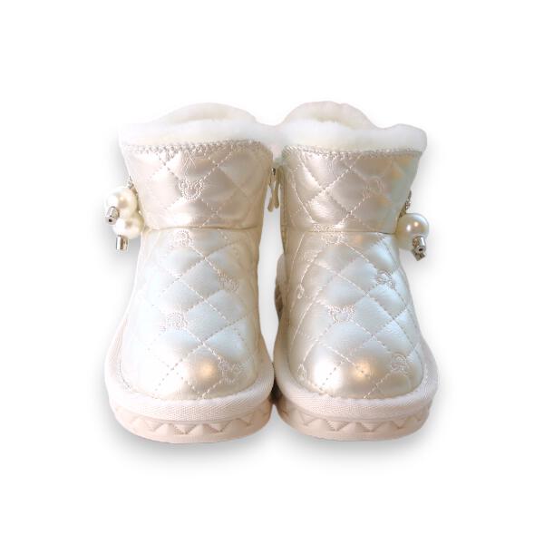 Ivory Pearl Charm Quilted Boot - doe a dear