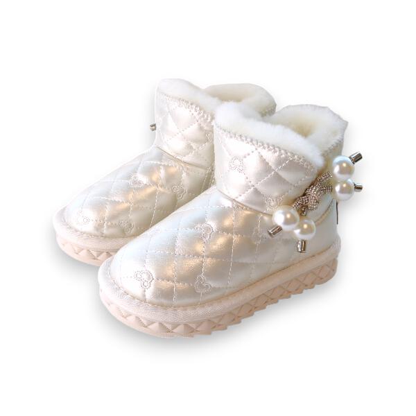 Ivory Pearl Charm Quilted Boot - doe a dear