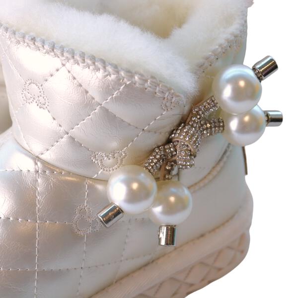 Ivory Pearl Charm Quilted Boot - doe a dear