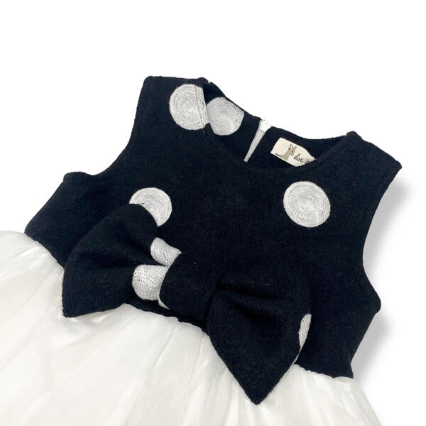 Black and White Polka Dot Wooly Tulle Dress - doe a dear