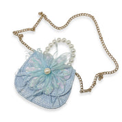 Blue Feather Floral Tweed Purse - doe a dear