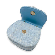 Blue Feather Floral Tweed Purse - doe a dear