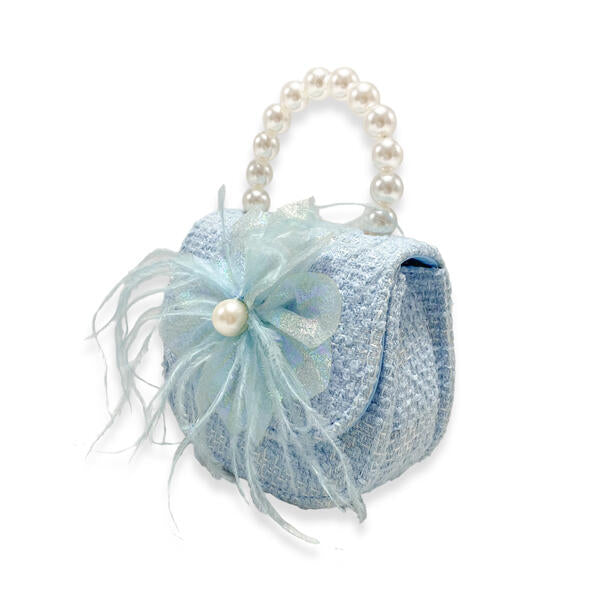 Blue Feather Floral Tweed Purse - doe a dear