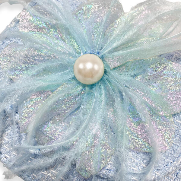 Blue Feather Floral Tweed Purse - doe a dear