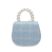 Blue Feather Floral Tweed Purse - doe a dear