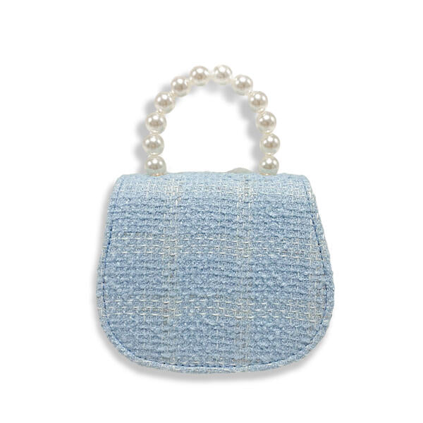 Blue Feather Floral Tweed Purse - doe a dear