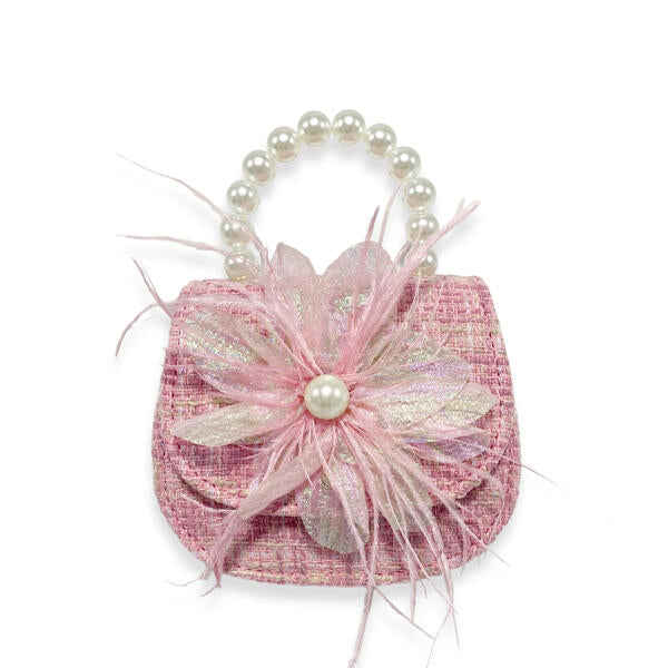 Fuchsia Feather Floral Tweed Purse - doe a dear
