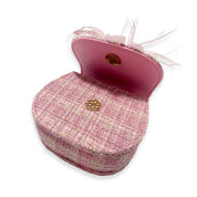 Fuchsia Feather Floral Tweed Purse - doe a dear