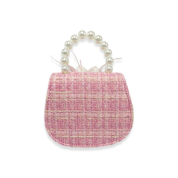 Fuchsia Feather Floral Tweed Purse - doe a dear