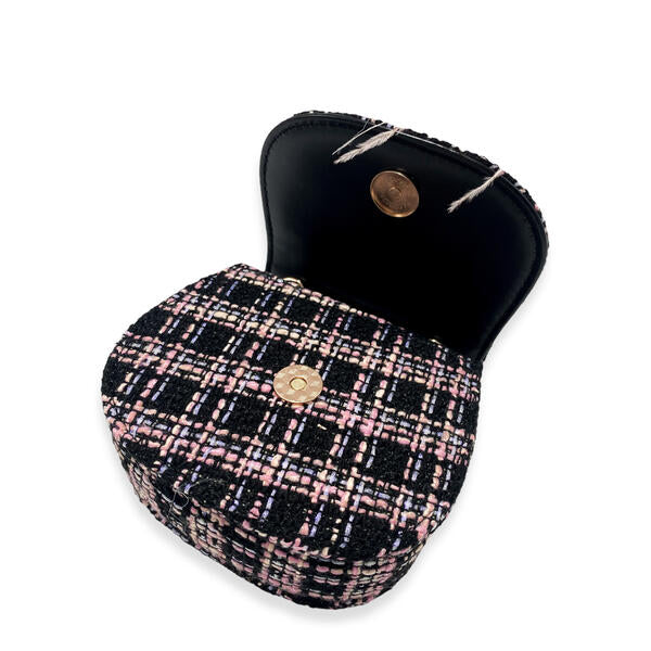 Black Feather Floral Tweed Purse - doe a dear