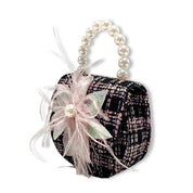 Black Feather Floral Tweed Purse - doe a dear