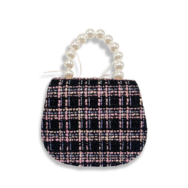 Black Feather Floral Tweed Purse - doe a dear