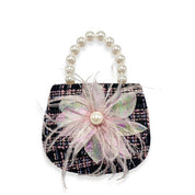Black Feather Floral Tweed Purse - doe a dear