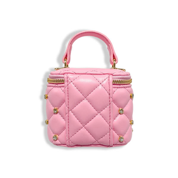 Dark Pink Embellished Vanity Quilted Purse - doe a dear
