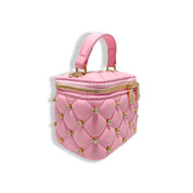 Dark Pink Embellished Vanity Quilted Purse - doe a dear