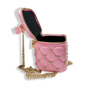 Dark Pink Embellished Vanity Quilted Purse - doe a dear